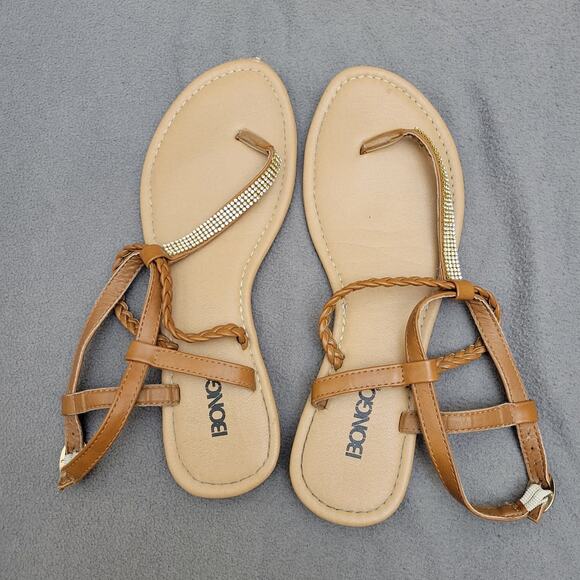 BONGO Thong Sandals Flat Rhinestone Straps Womens Size 8 - Picture 2 of 5